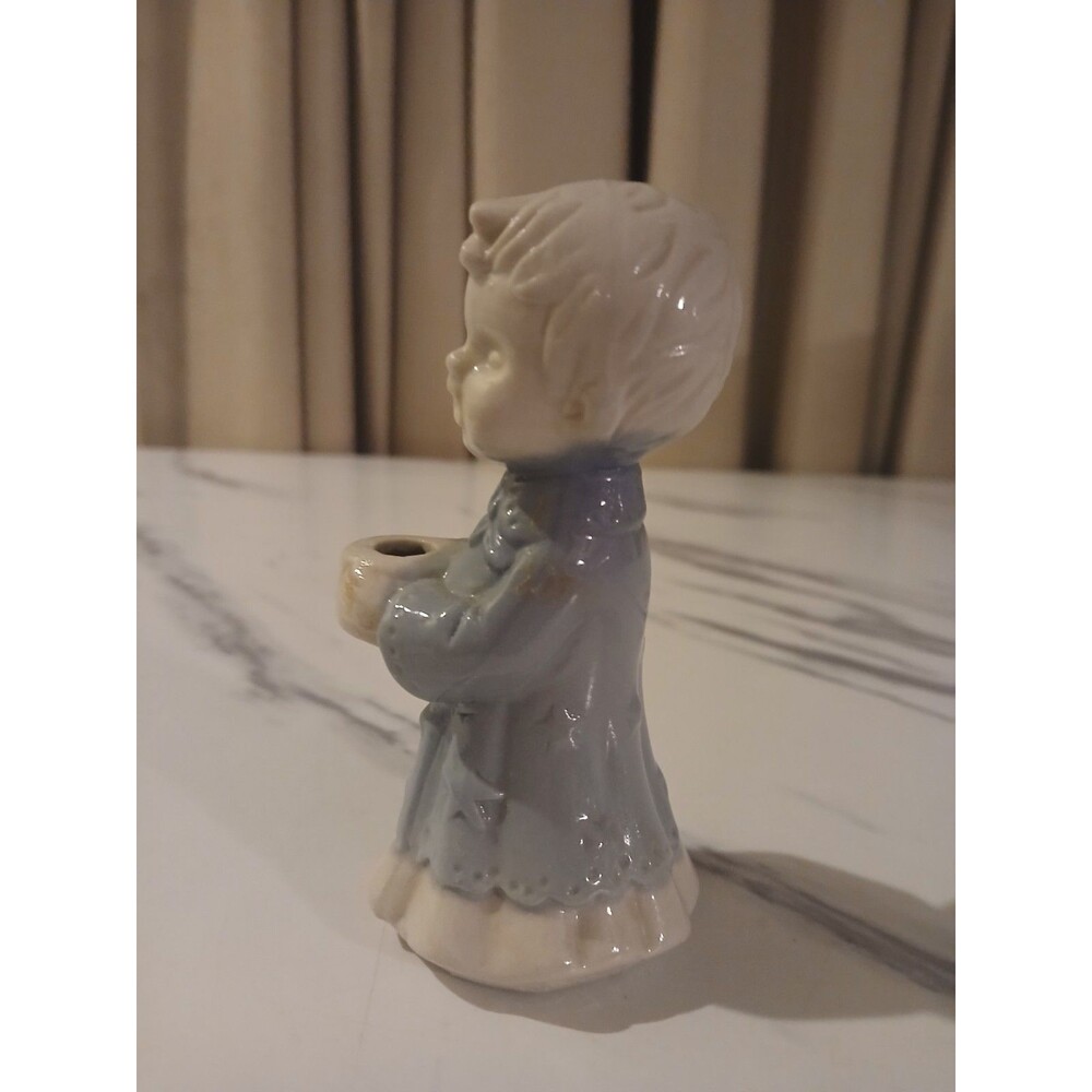 Vintage Ceramic Caroling Boy | Small Candleholders | Porcelain Holiday Decor - Picture 2 of 6